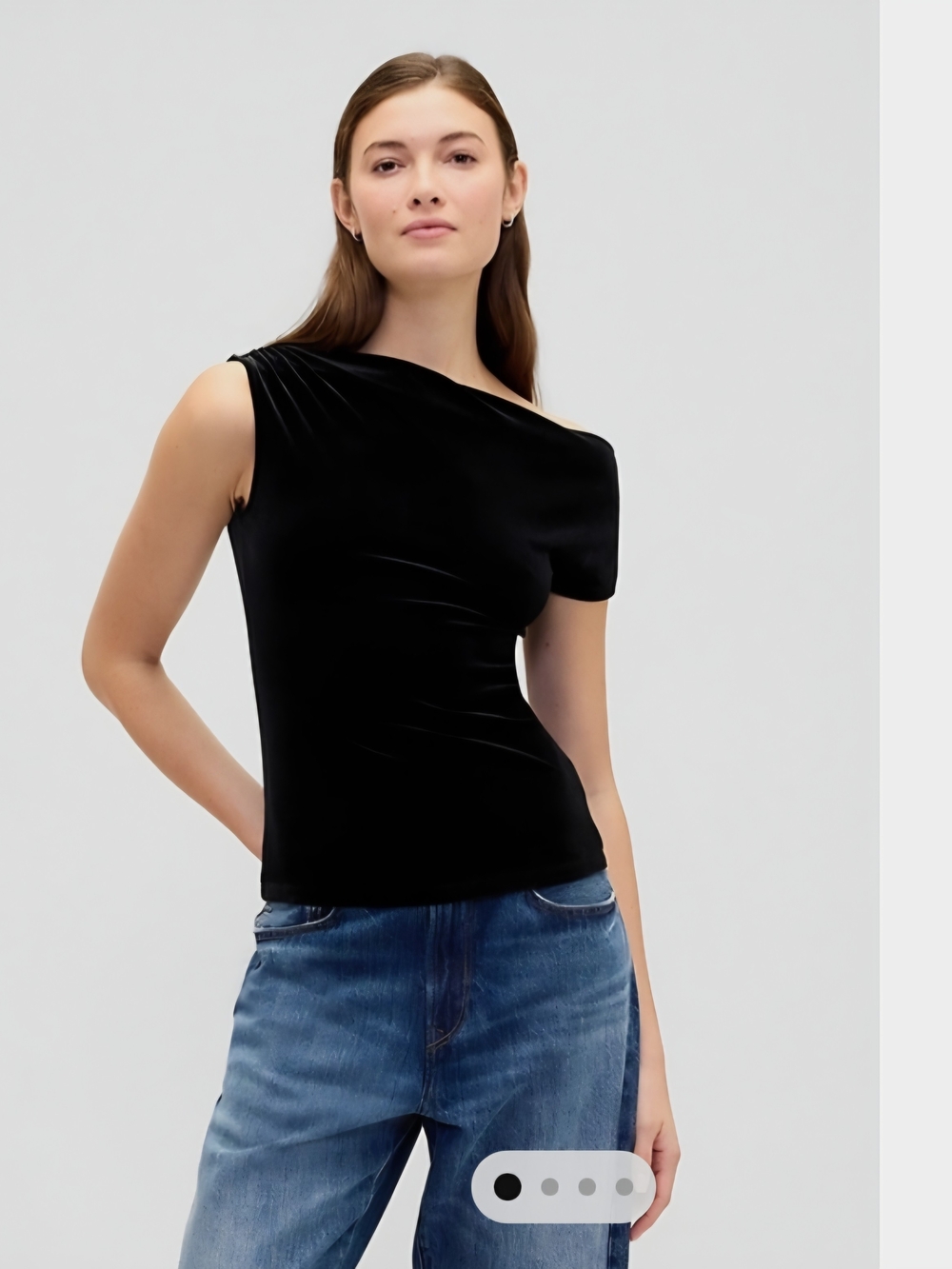 Asymmetric One-Shoulder Black Women's Top
